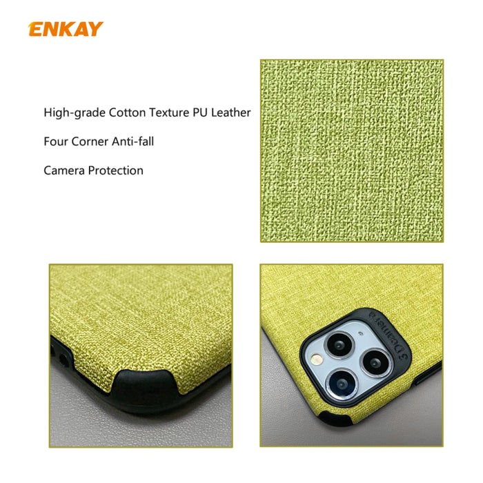 Para iPhone 11 Pro Max ENKAY ENK-PC0332 2 en 1 Business Series Textura de mezclilla Cuero de PU + TPU Funda de estuche delgado y suave ＆ 0.26mm 9H 2.5D Película de vidrio templado, For iPhone 11 Pro Max