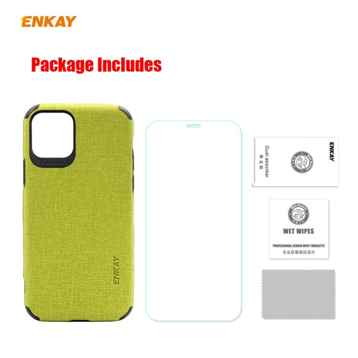 Para iPhone 11 Pro ENKAY ENK-PC0322 2 en 1 Business Series Textura de mezclilla Cuero de PU + TPU Funda de estuche delgado y suave ＆ 0.26mm 9H 2.5D Película de vidrio templado, For iPhone 11 Pro