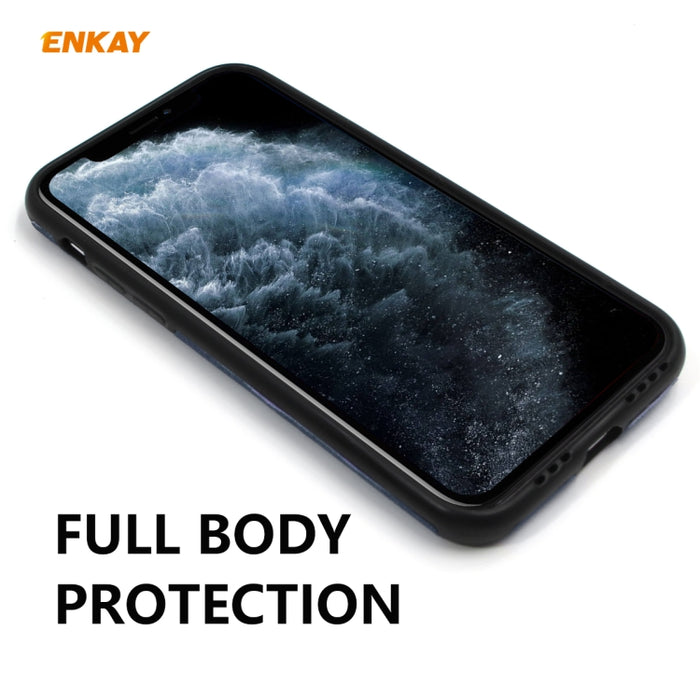 Para iPhone 11 Pro ENKAY ENK-PC0322 2 en 1 Business Series Textura de mezclilla Cuero de PU + TPU Funda de estuche delgado y suave ＆ 0.26mm 9H 2.5D Película de vidrio templado, For iPhone 11 Pro