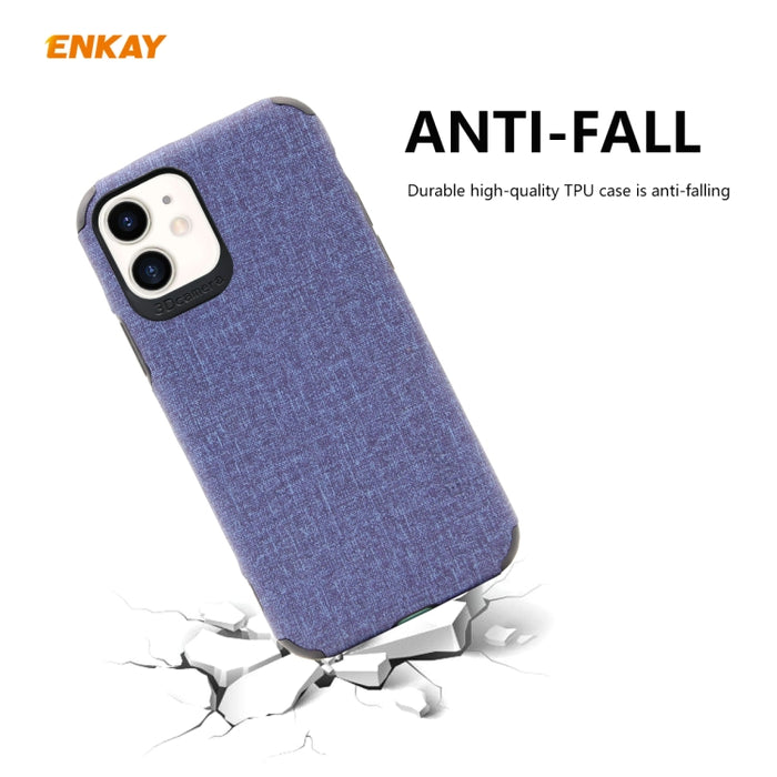 Para iPhone 11 ENKAY ENK-PC0312 2 en 1 Business Series Denim Texture PU Leather + TPU Soft Slim Case Cover ＆ 0.26mm 9H 2.5D Película de vidrio templado, For iPhone 11