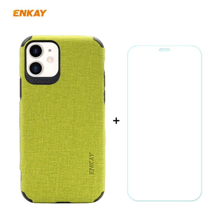 Para iPhone 11 ENKAY ENK-PC0312 2 en 1 Business Series Denim Texture PU Leather + TPU Soft Slim Case Cover ＆ 0.26mm 9H 2.5D Película de vidrio templado, For iPhone 11
