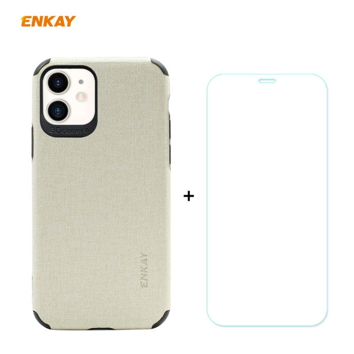 Para iPhone 11 ENKAY ENK-PC0312 2 en 1 Business Series Denim Texture PU Leather + TPU Soft Slim Case Cover ＆ 0.26mm 9H 2.5D Película de vidrio templado, For iPhone 11