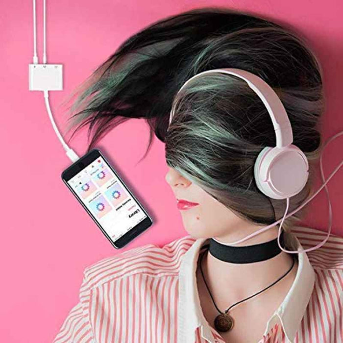 ZS-KL21820 3 en 1 Puerto de carga de 8 pines a 8 pines + Conector para auriculares de 8 pines + Adaptador de auriculares con conector para auriculares de 3,5 mm