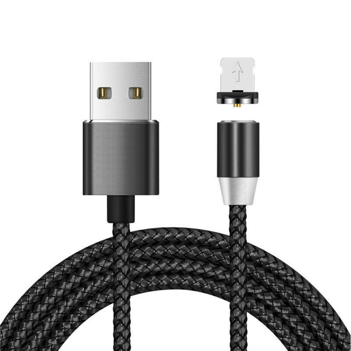 Cable de datos magnético trenzado bicolor de nailon con conector de metal magnético de USB a 8 pines, longitud del cable: 1 m, 8 Pin
