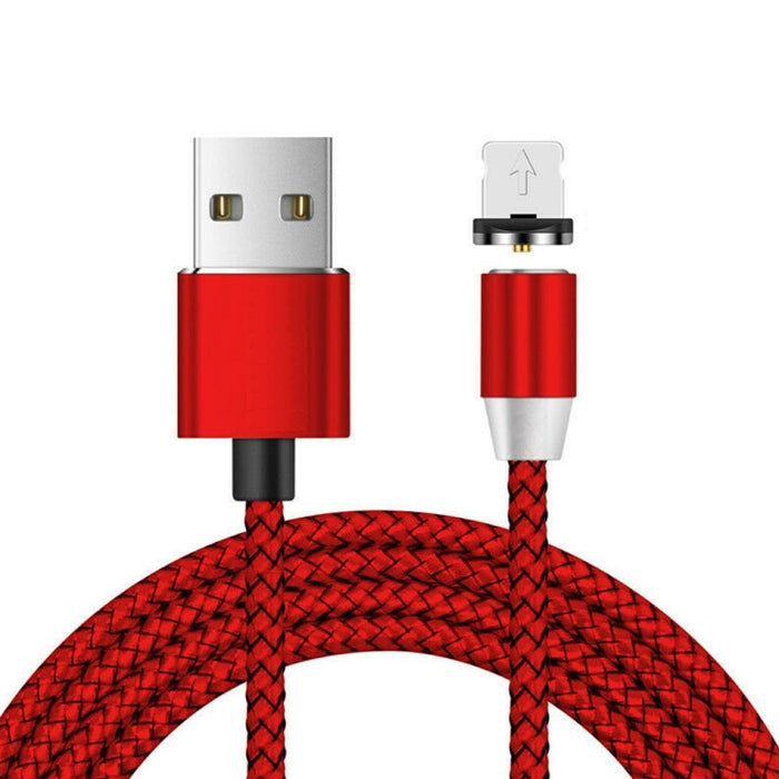 Cable de datos magnético trenzado bicolor de nailon con conector de metal magnético de USB a 8 pines, longitud del cable: 1 m, 8 Pin