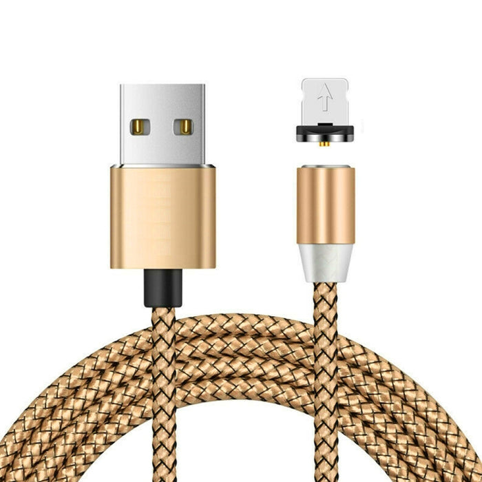 Cable de datos magnético trenzado bicolor de nailon con conector de metal magnético de USB a 8 pines, longitud del cable: 1 m, 8 Pin