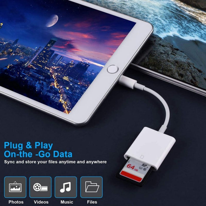 ZS-KL21810 Adaptador de lector de tarjetas de cámara de 8 pines a tarjeta SD, compatible con todos los sistemas iOS