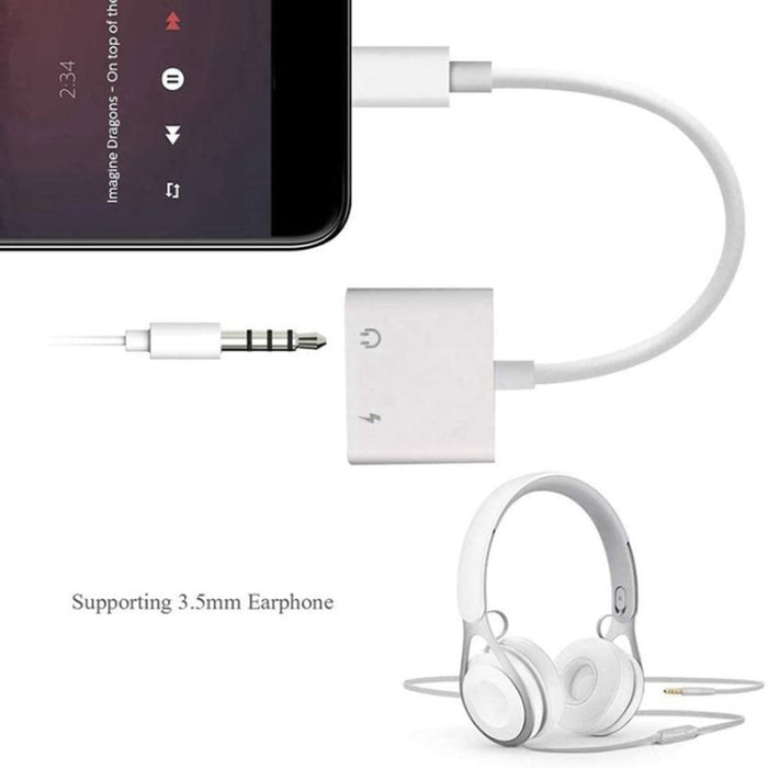 ZS-KL21804 2 en 1 Audio de 8 pines a 3,5 mm + interfaz de carga de 8 pines, adaptador de auriculares, adecuado para todos los sistemas IOS