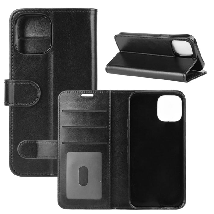 Para iPhone 12 6.1 pulgadas R64 Texture Single Horizontal Flip Funda protectora con soporte y ranuras para tarjetas y billetera y marco de fotos, For iPhone 12 / 12 Pro