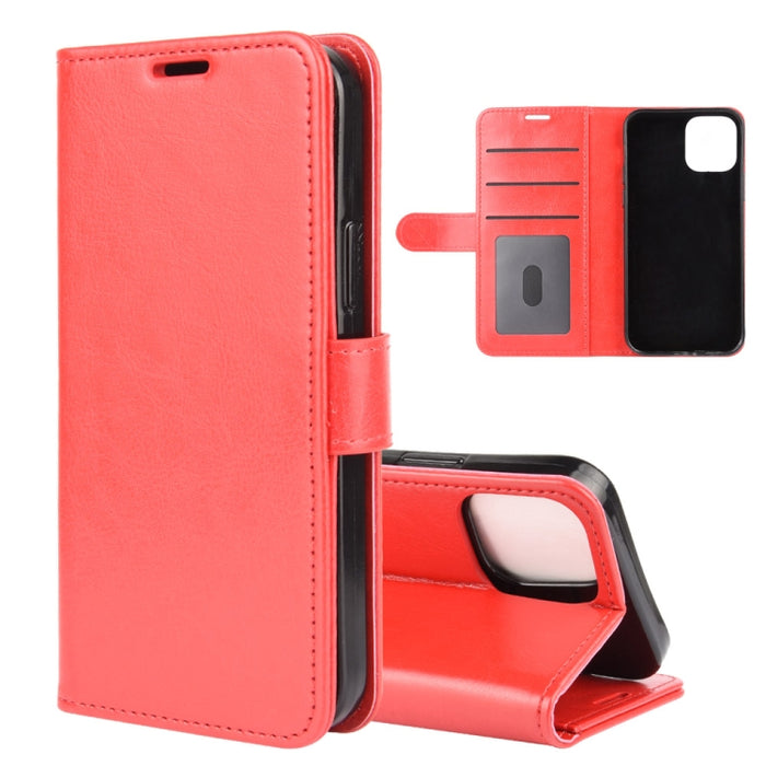 Para iPhone 12 6.1 pulgadas R64 Texture Single Horizontal Flip Funda protectora con soporte y ranuras para tarjetas y billetera y marco de fotos, For iPhone 12 / 12 Pro