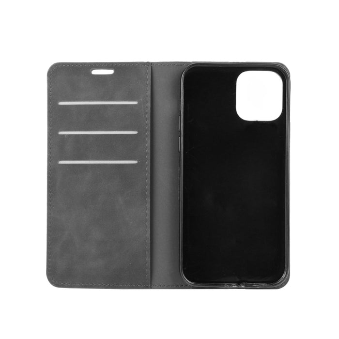 Para iPhone 12 6.1 pulgadas Retro-skin Business Funda de cuero con succión magnética con soporte y ranuras para tarjetas y billetera, For iPhone 12 / 12 Pro
