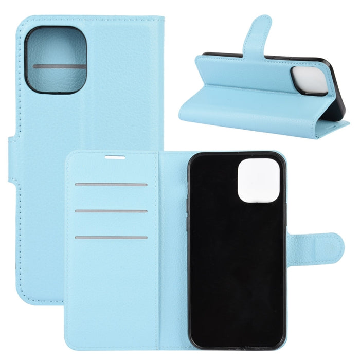 Para iPhone 12 6.1 pulgadas Litchi Texture Funda protectora con tapa horizontal con soporte y ranuras para tarjetas y billetera, For iPhone 12 / 12 Pro
