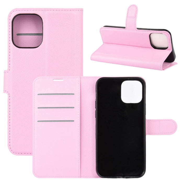 Para iPhone 12 6.1 pulgadas Litchi Texture Funda protectora con tapa horizontal con soporte y ranuras para tarjetas y billetera, For iPhone 12 / 12 Pro