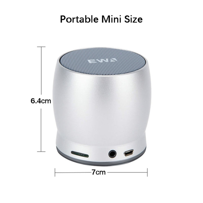 EWA A150 Mini altavoz portátil Bluetooth Inalámbrico Hifi Estéreo Fuerte Bass Music Boom Box Subwoofer de metal, compatible con tarjeta Micro SD y AUX de 3,5 mm