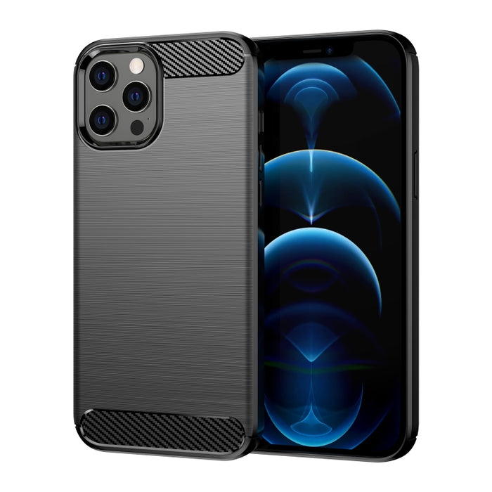 Estuche de TPU de fibra de carbono con textura cepillada, For iPhone 12 / 12 Pro, For iPhone 12 mini, For iPhone 12 Pro Max, For iPhone 12 / 12 Pro 6.1 inch