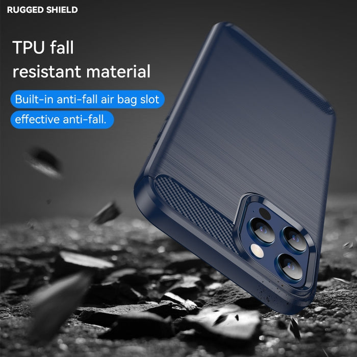 Estuche de TPU de fibra de carbono con textura cepillada, For iPhone 12 / 12 Pro, For iPhone 12 mini, For iPhone 12 Pro Max, For iPhone 12 / 12 Pro 6.1 inch