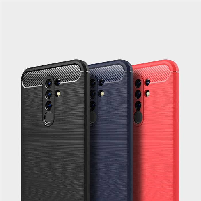 Estuche de TPU de fibra de carbono con textura cepillada, For Xiaomi Redmi 9