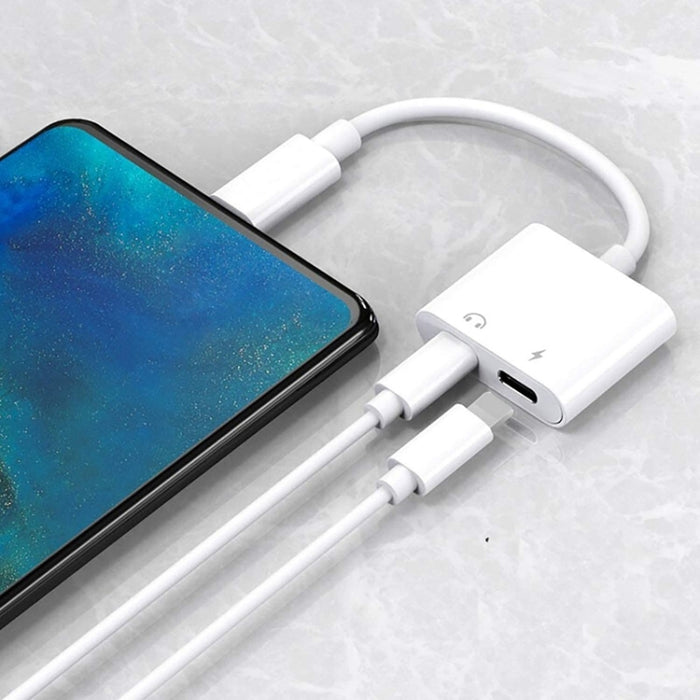 ZS-S1802 2 en 1 8 pines macho a 8 pines de carga + conector hembra de audio de 8 pines Adaptador de auriculares, llamadas de soporte y control de cables, compatible con todos los sistemas IOS