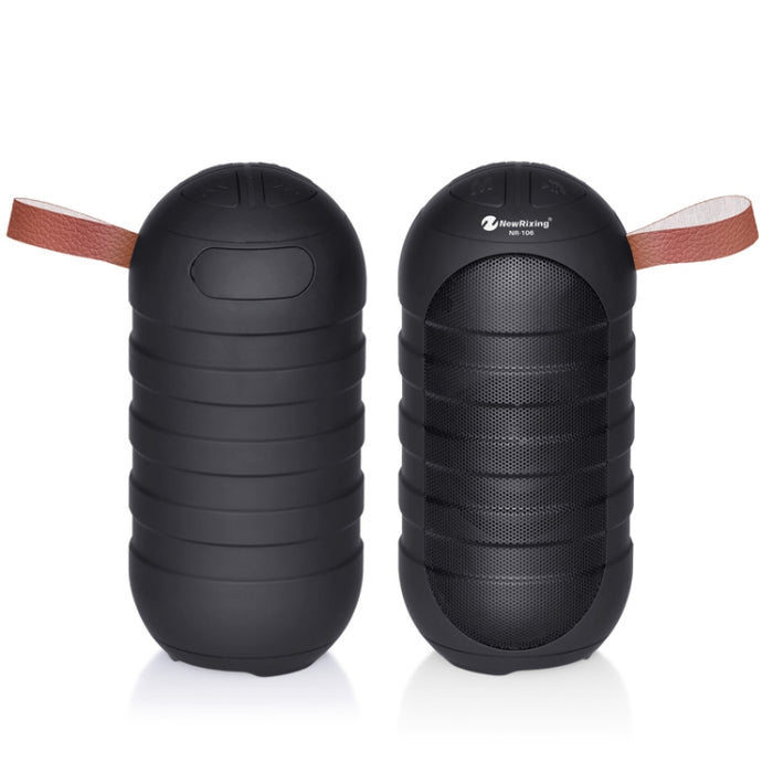 NewRixing NR106 Mini Altavoz Bluetooth inalámbrico portátil Subwoofer estéreo, micrófono incorporado, compatible con llamadas manos libres y tarjeta TF y FM, without LED Flashlight