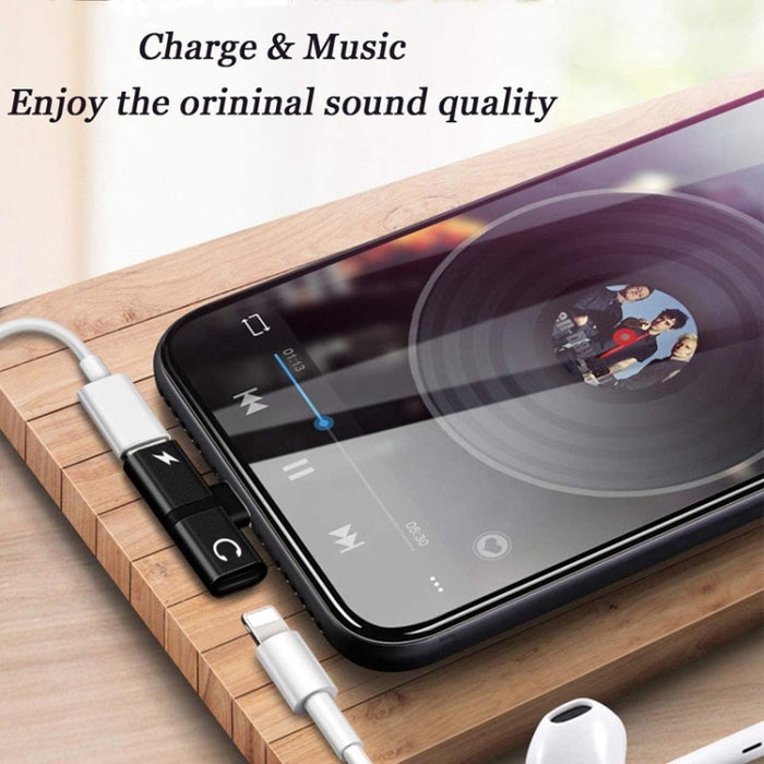 Zs-18182 2 PCS 2 en 1 8 pines macho a 8 pines de carga + conector hembra de audio de 8 pines Adaptador de auriculares, admite llamadas y control de volumen, compatible con el sistema IOS 13