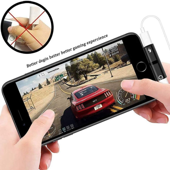 Zs-18182 2 PCS 2 en 1 8 pines macho a 8 pines de carga + conector hembra de audio de 8 pines Adaptador de auriculares, admite llamadas y control de volumen, compatible con el sistema IOS 13