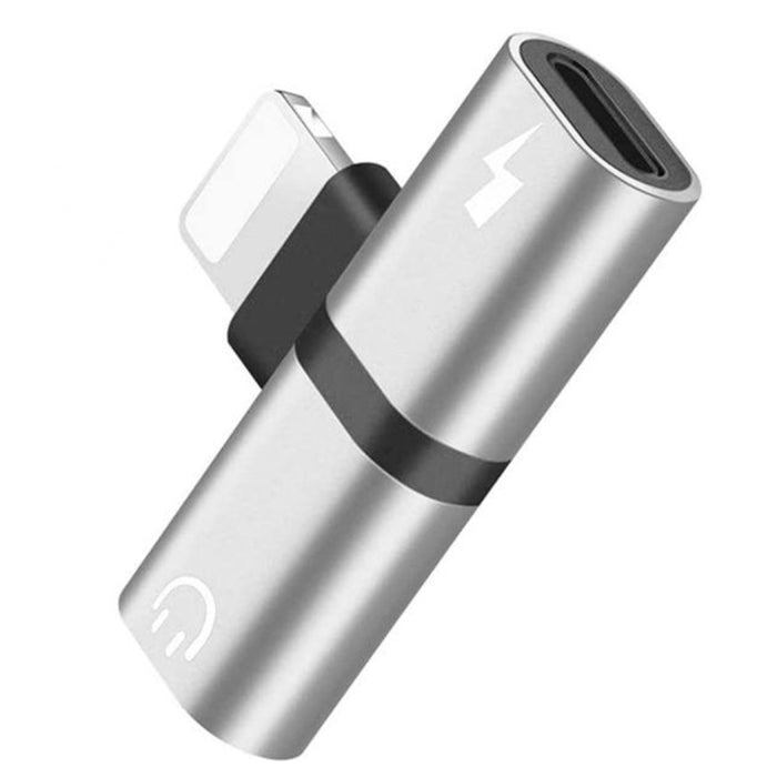 Zs-18182 2 PCS 2 en 1 8 pines macho a 8 pines de carga + conector hembra de audio de 8 pines Adaptador de auriculares, admite llamadas y control de volumen, compatible con el sistema IOS 13