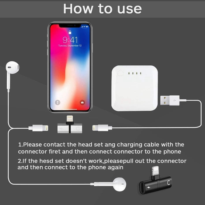 Zs-18182 2 PCS 2 en 1 8 pines macho a 8 pines de carga + conector hembra de audio de 8 pines Adaptador de auriculares, admite llamadas y control de volumen, compatible con el sistema IOS 13