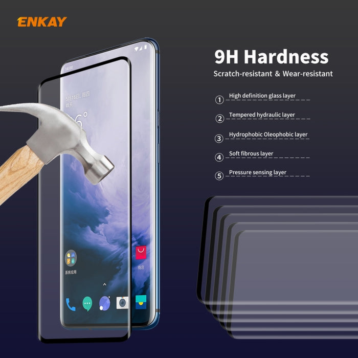 ENKAY Hat-Prince 0.26mm 9H 3D Pegamento completo A prueba de explosiones Pantalla completa Curva Película de vidrio templado doblado por calor, For OnePlus 7 Pro / 7T Pro, For OnePlus 8, For OnePlus 8 Pro, For Xiaomi Note 10 / CC9 Pro                  ...