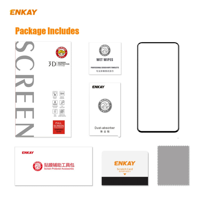 ENKAY Hat-Prince 0.26mm 9H 3D Pegamento completo A prueba de explosiones Pantalla completa Curva Película de vidrio templado doblado por calor, For OnePlus 7 Pro / 7T Pro, For OnePlus 8, For OnePlus 8 Pro, For Xiaomi Note 10 / CC9 Pro                  ...
