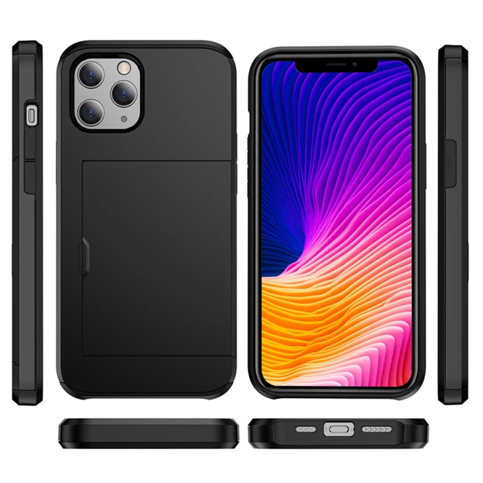 Para iPhone 12 Pro 6.1 Estuche protector de armadura resistente a prueba de golpes con ranura para tarjeta, For iPhone 12 / 12 Pro