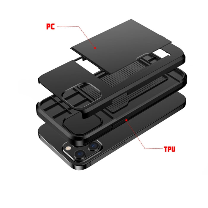 Para iPhone 12 Pro 6.1 Estuche protector de armadura resistente a prueba de golpes con ranura para tarjeta, For iPhone 12 / 12 Pro