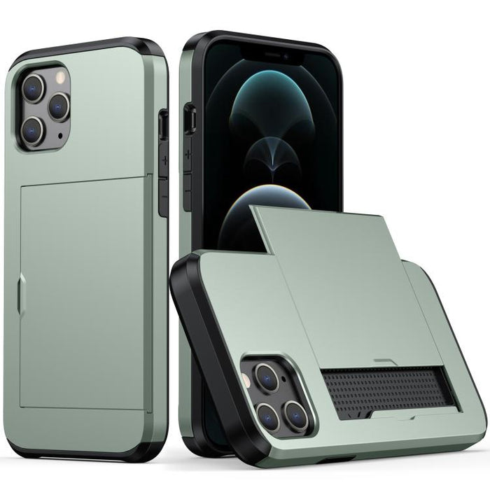 Para iPhone 12 Pro Max 6.7 Estuche protector de armadura resistente a prueba de golpes con ranura para tarjeta, For iPhone 12 Pro Max