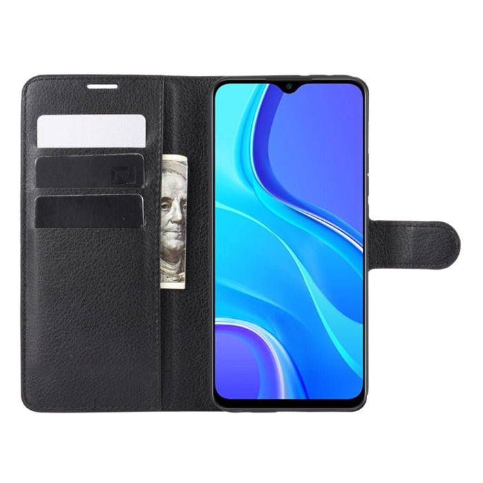 Para Xiaomi Redmi 9 Litchi Texture Funda protectora con tapa horizontal con soporte y ranuras para tarjetas y billetera, For Redmi 9