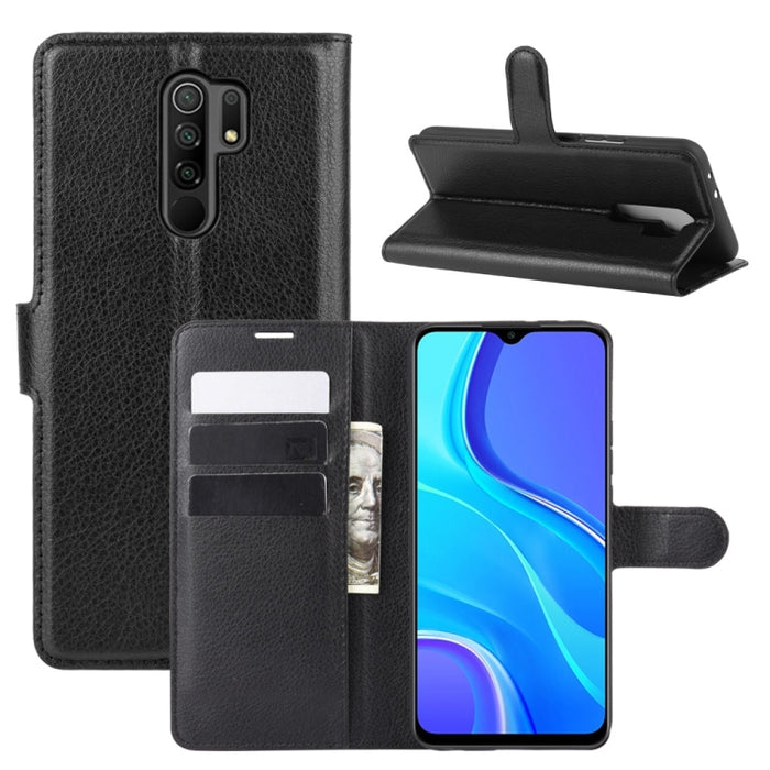 Para Xiaomi Redmi 9 Litchi Texture Funda protectora con tapa horizontal con soporte y ranuras para tarjetas y billetera, For Redmi 9