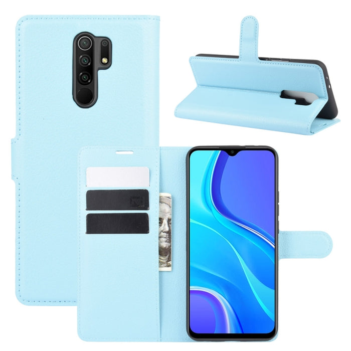 Para Xiaomi Redmi 9 Litchi Texture Funda protectora con tapa horizontal con soporte y ranuras para tarjetas y billetera, For Redmi 9