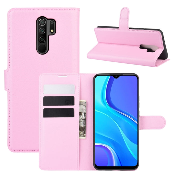 Para Xiaomi Redmi 9 Litchi Texture Funda protectora con tapa horizontal con soporte y ranuras para tarjetas y billetera, For Redmi 9
