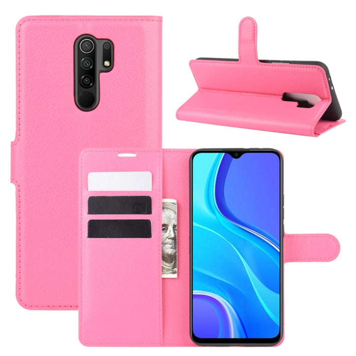 Para Xiaomi Redmi 9 Litchi Texture Funda protectora con tapa horizontal con soporte y ranuras para tarjetas y billetera, For Redmi 9