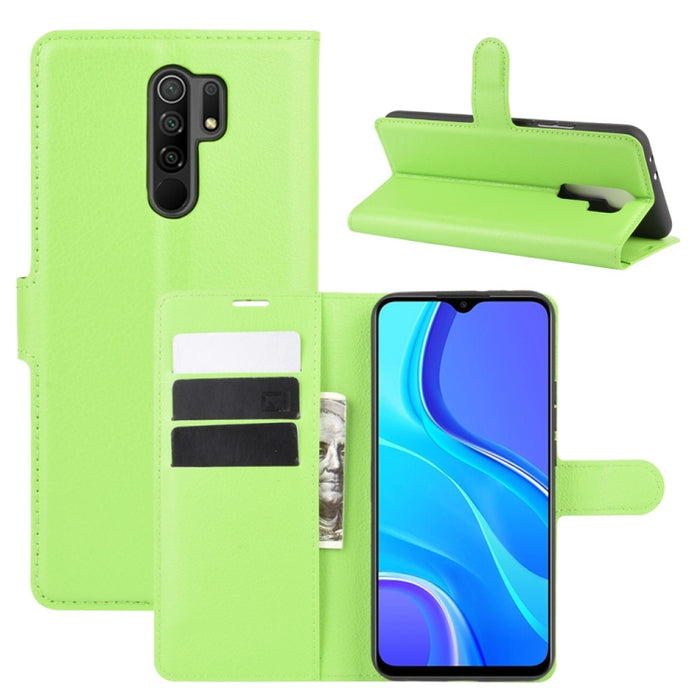 Para Xiaomi Redmi 9 Litchi Texture Funda protectora con tapa horizontal con soporte y ranuras para tarjetas y billetera, For Redmi 9