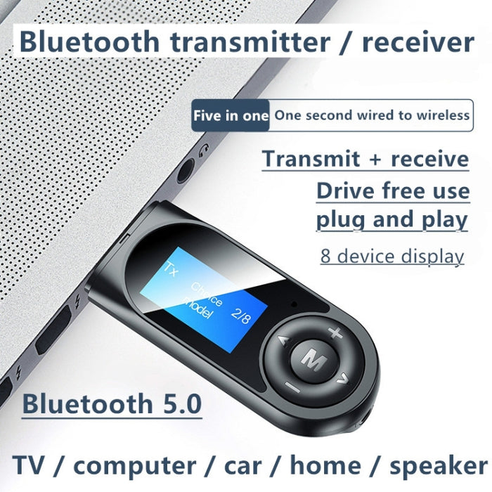 Receptor y transmisor Bluetooth USB sin unidad T13 Bluetooth 5.0 con pantalla