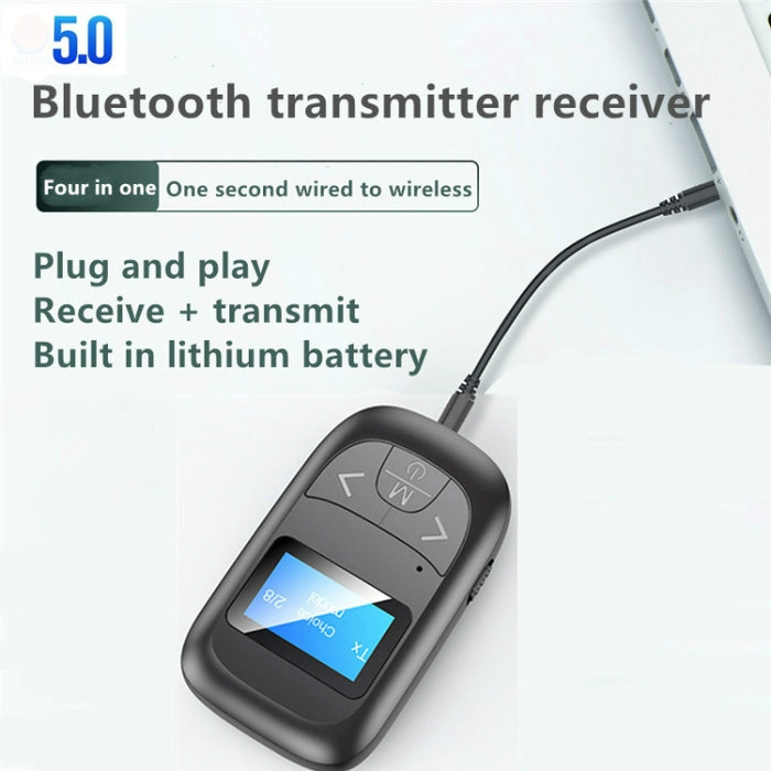 T14 2 en 1 Adaptador Bluetooth Transmisor receptor Bluetooth de llamada manos libres para automóvil con pantalla digital LCD