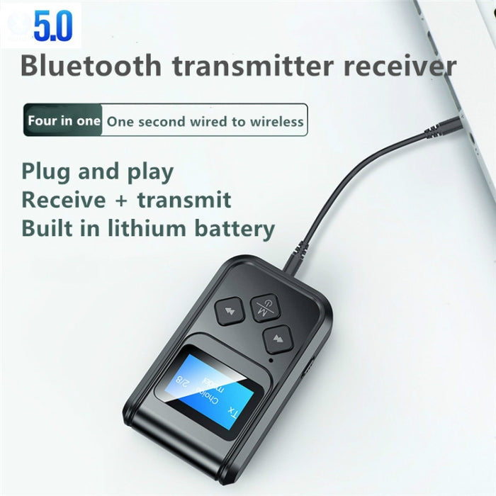 T15 2 en 1 Transmisor Receptor de Música Bluetooth 5.0 con Pantalla