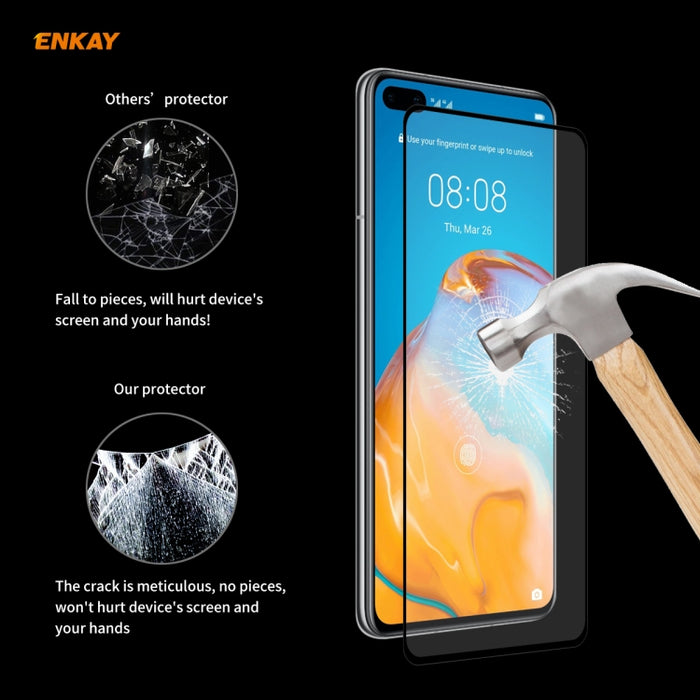 ENKAY Hat-Prince Full Glue 0.26mm 9H 2.5D Película de cobertura total de vidrio templado, For Huawei P40, For Huawei P40 Lite, For Huawei Y5p, For Huawei Y6p, For Huawei Honor X10 5G, For Huawei P40 Lite E, For Redmi 10X 4G / Redmi Note 9              ...