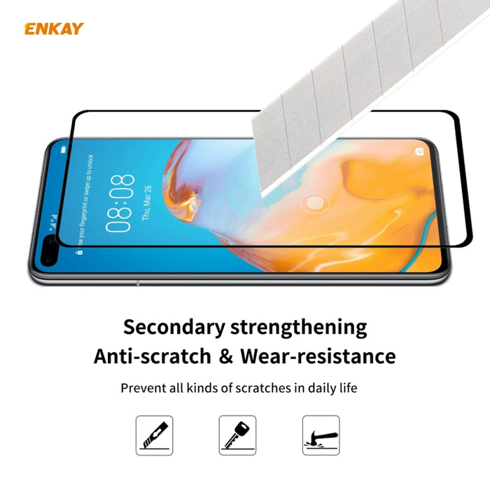 ENKAY Hat-Prince Full Glue 0.26mm 9H 2.5D Película de cobertura total de vidrio templado, For Huawei P40, For Huawei P40 Lite, For Huawei Y5p, For Huawei Y6p, For Huawei Honor X10 5G, For Huawei P40 Lite E, For Redmi 10X 4G / Redmi Note 9              ...