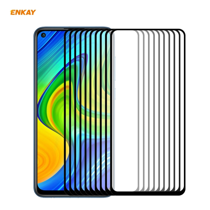 10 PCS ENKAY Hat-Prince Full Glue 0.26mm 9H 2.5D Película de cobertura total de vidrio templado, For Huawei P40, For Huawei P40 Lite, For Huawei Y5p, For Huawei Y6p, For Huawei Honor X10 5G, For Huawei P40 Lite E, For Redmi 10X 4G / Redmi Note 9(10pcs)...