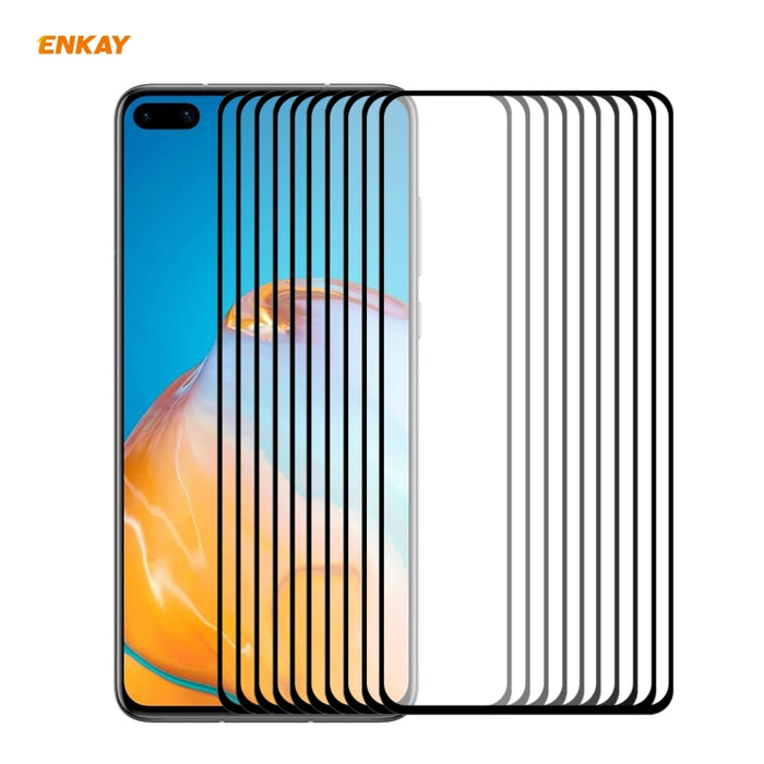 10 PCS ENKAY Hat-Prince Full Glue 0.26mm 9H 2.5D Película de cobertura total de vidrio templado, For Huawei P40, For Huawei P40 Lite, For Huawei Y5p, For Huawei Y6p, For Huawei Honor X10 5G, For Huawei P40 Lite E, For Redmi 10X 4G / Redmi Note 9(10pcs)...