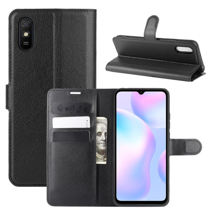 Para Xiaomi Redmi 9A Litchi Texture Funda protectora con tapa horizontal con soporte y ranuras para tarjetas y billetera, For Redmi 9A, For Xiaomi Redmi 9A