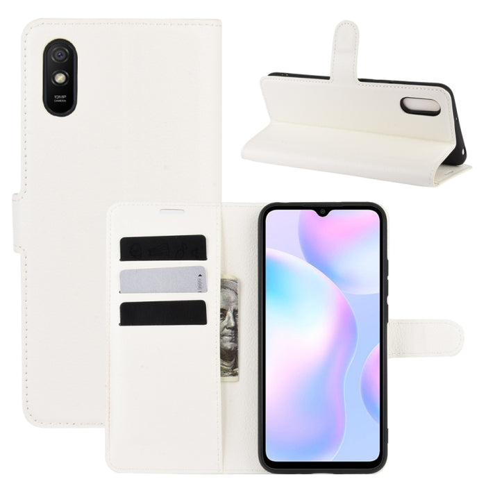 Para Xiaomi Redmi 9A Litchi Texture Funda protectora con tapa horizontal con soporte y ranuras para tarjetas y billetera, For Redmi 9A, For Xiaomi Redmi 9A