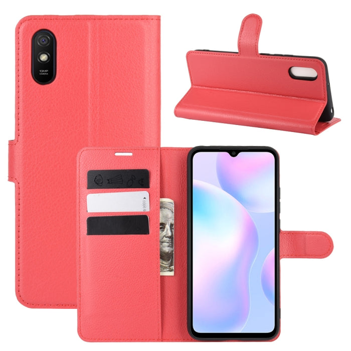 Para Xiaomi Redmi 9A Litchi Texture Funda protectora con tapa horizontal con soporte y ranuras para tarjetas y billetera, For Redmi 9A, For Xiaomi Redmi 9A