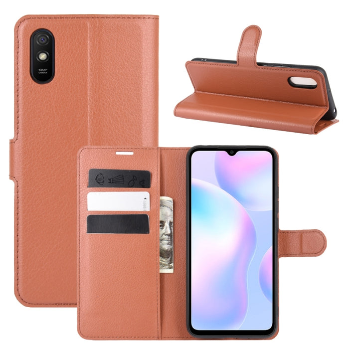 Para Xiaomi Redmi 9A Litchi Texture Funda protectora con tapa horizontal con soporte y ranuras para tarjetas y billetera, For Redmi 9A, For Xiaomi Redmi 9A