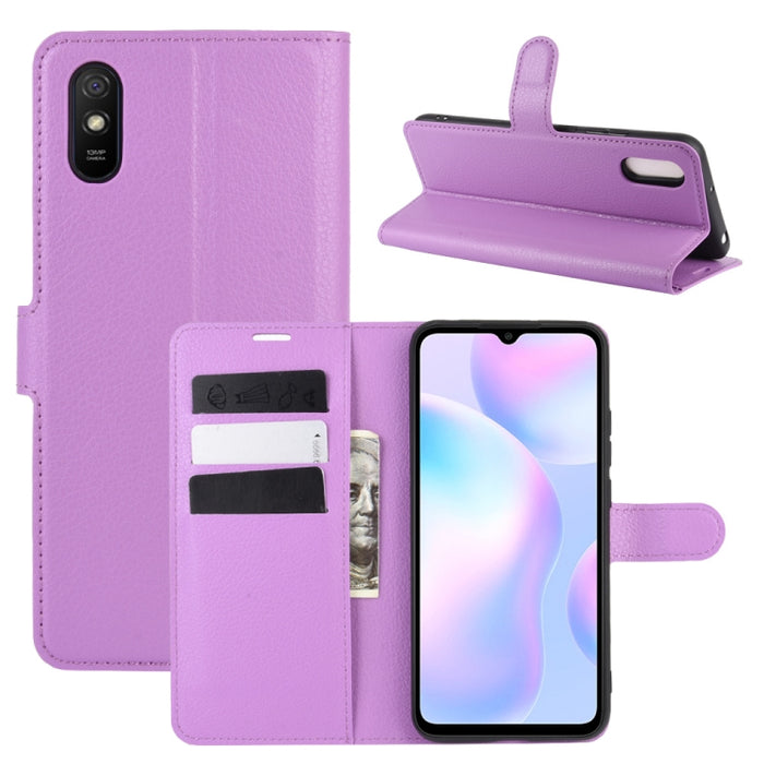 Para Xiaomi Redmi 9A Litchi Texture Funda protectora con tapa horizontal con soporte y ranuras para tarjetas y billetera, For Redmi 9A, For Xiaomi Redmi 9A